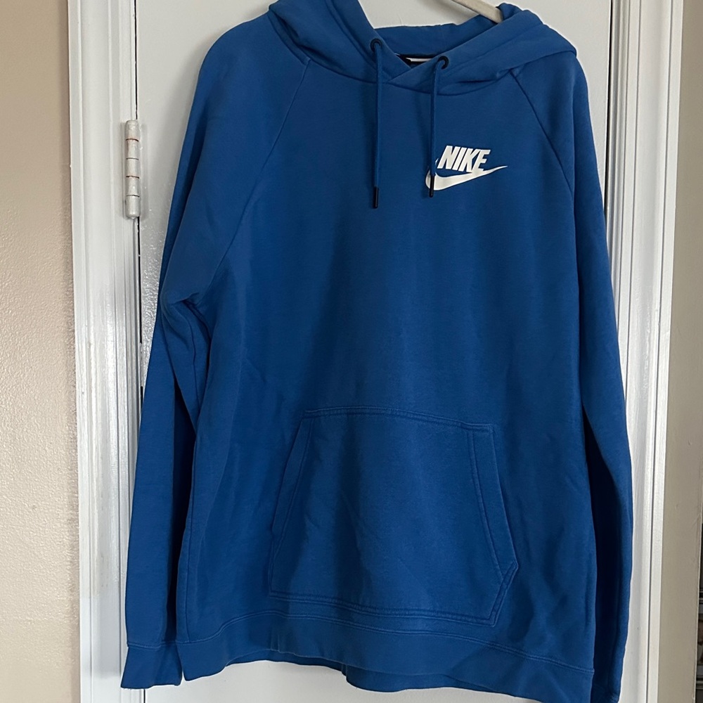 Nike Royal Blue Crewneck Hoodie with White Logo